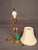 Emerald French Bronze & Green Glass Table Lamp With Porcelain Flowers and Silk Shade, Circa 1920 For Sale - Image 8 of 11