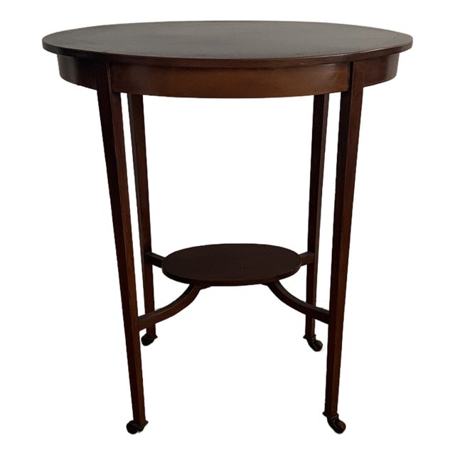 Late 19th Century Oval Side Occasional Table, With Inlay, Mahogany Wood. For Sale