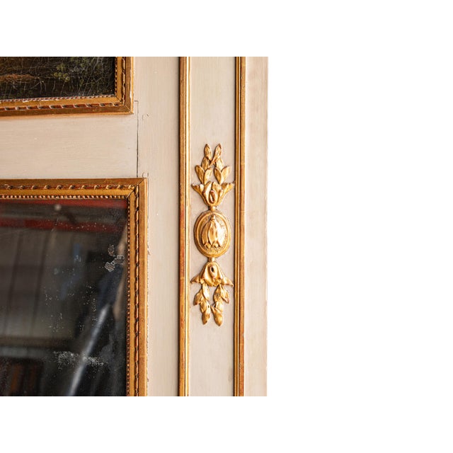 Early 19th Century 18th Century French Louis XVI Giltwood Painted Trumeau Mirror For Sale - Image 5 of 9
