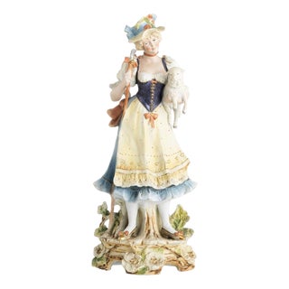 19th Century Porcelain Shepherdess For Sale