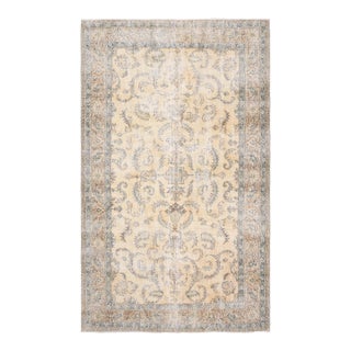 1970s Vintage Turkish Handmade Wool Cotton Beige Area Rug For Sale