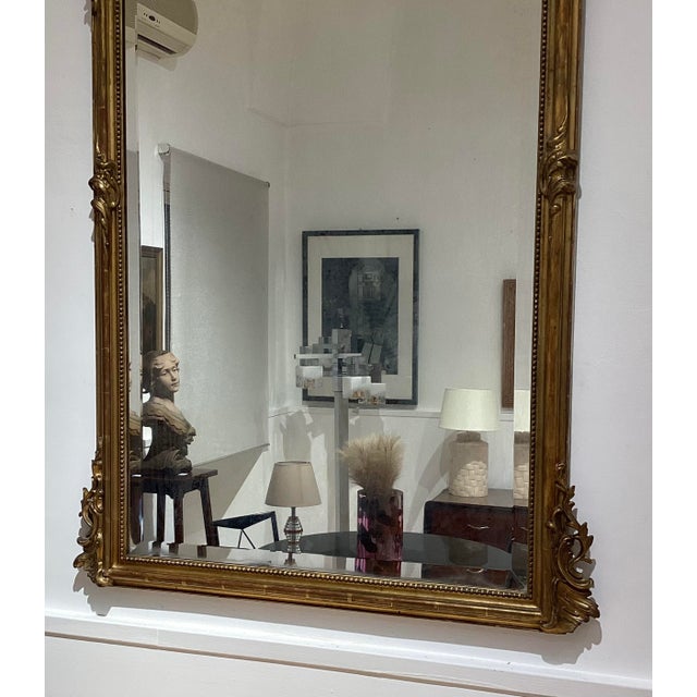Gilded wood mantelpiece mirror and mercury mirror