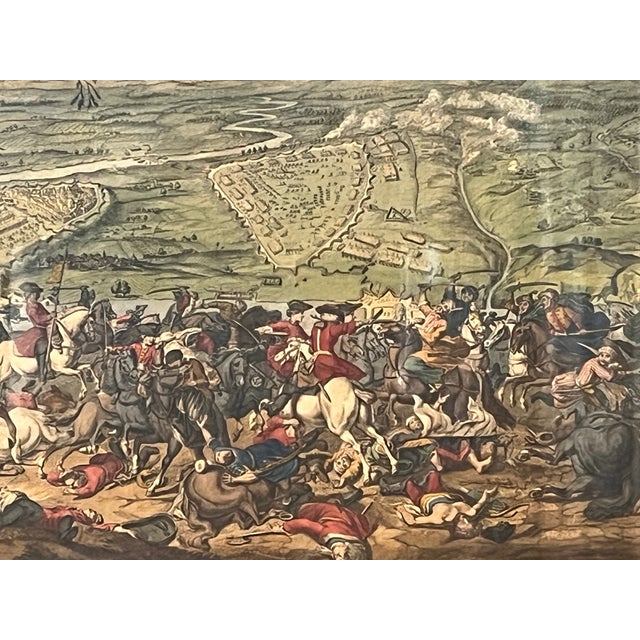 Green 1717 Battle of Belgrade Hand-Colored Engraving Prince Eugene of Savoy For Sale - Image 8 of 11