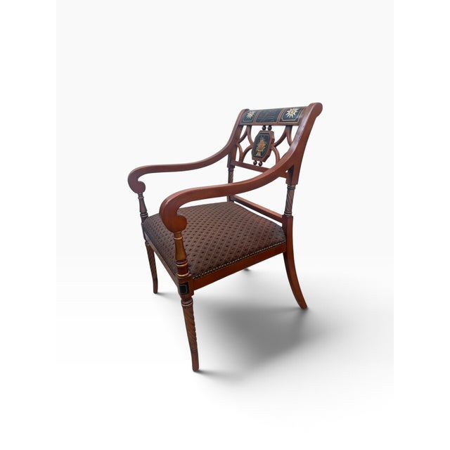 Regency Style Hand-Painted Neoclassical Armchairs, Pair For Sale - Image 4 of 18