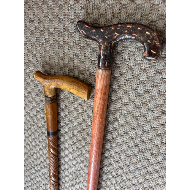 Unique Vintage Pair of Estate Walking Canes For Sale - Image 4 of 6