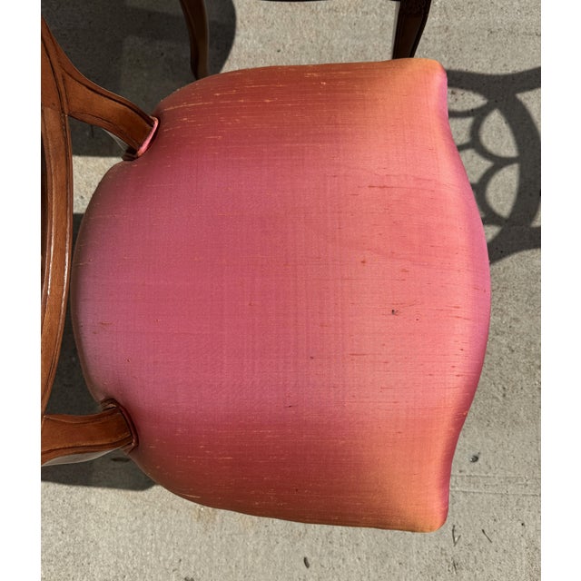 7 Piece 5ft Round Dining Set With Coral Upholstery For Sale - Image 14 of 18