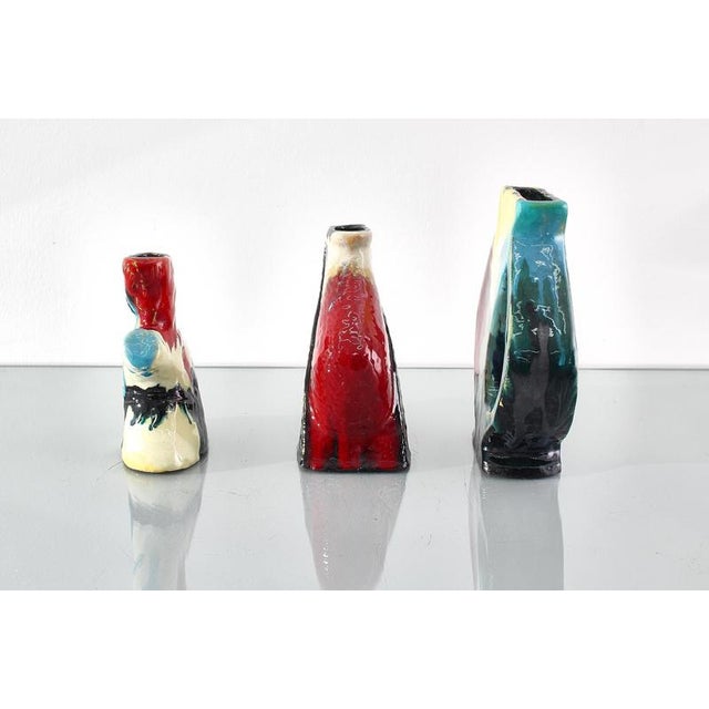 Brown Hand-Glazed Polychrome Ceramic Vases-Sculptures by A. Minghetti, Italy, 1950s, Set of 3 For Sale - Image 8 of 18