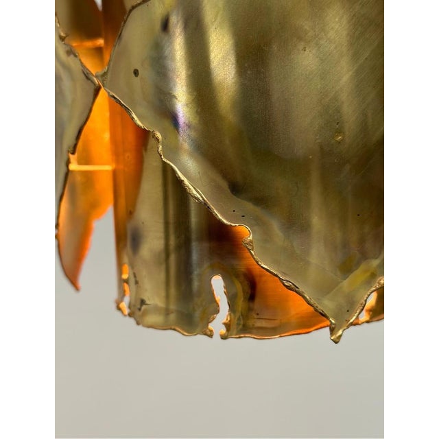 Brutalist Brass Ceiling Lamp attributed to Sven Aage Jensen for Holm Sørensen, 1960s For Sale - Image 9 of 11