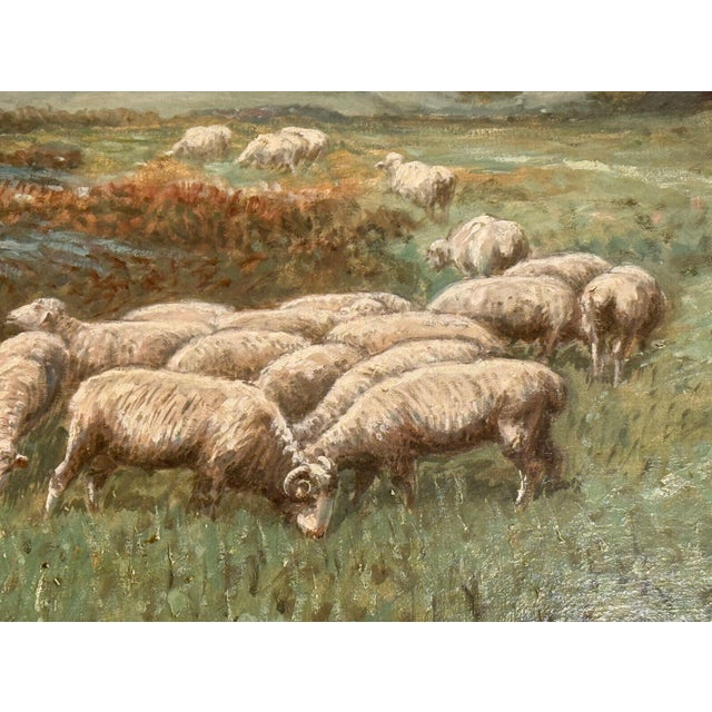 Gold G. A. Hays American Sheep Pasture Landscape Oil Painting, Circa 1900. For Sale - Image 8 of 13