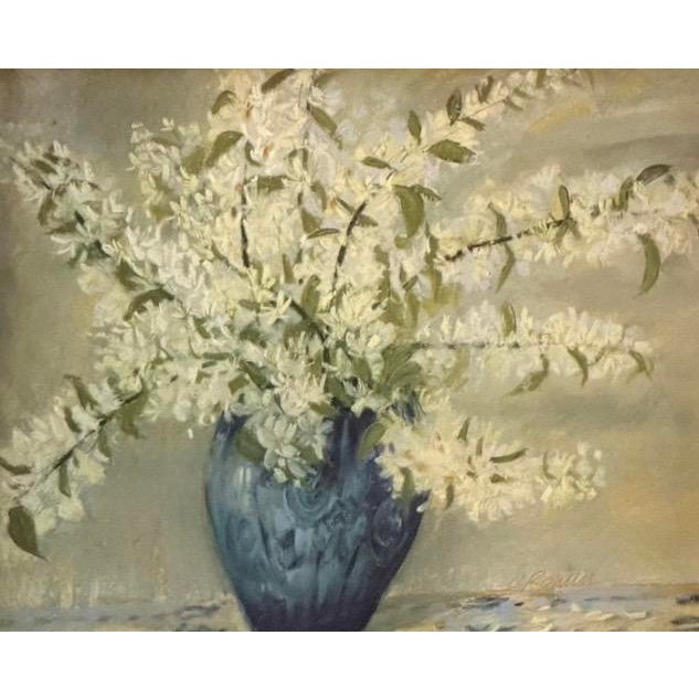 Original Carol Rowan Still Life Oil Painting of Flowers.