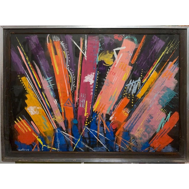 Sylvia Carewe Sylvia Carewe, Large Colorful Modernist Pastel Abstract Expressionist Painting Sylvia Carewe For Sale - Image 4 of 11
