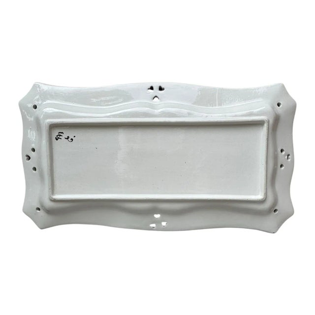 Vintage Majolica Poinsettia Serving Tray / Platter From Portugal For Sale - Image 9 of 11