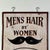 Wood Vintage Double Sided Wooden Sign Advertising "Mens Hair by Women" With Mustache Illustration For Sale - Image 7 of 9