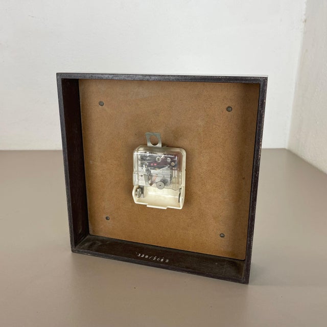 Modernist Wood and Brass Table or Wall Clock attributed to Junghans, Germany, 1970s For Sale - Image 17 of 18