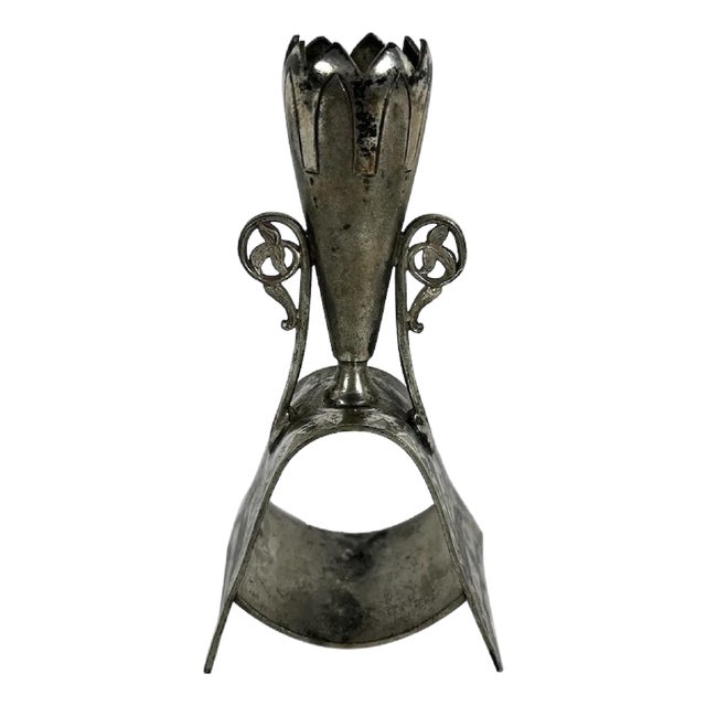 19th Century Simpson Hall Miller Silver Plate Napkin Ring Toothpick Holder: Egyptian Revival For Sale