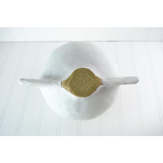 Minimalist White Studio Pottery Vase — Split Sphere Globe Form, Signed For Sale - Image 13 of 17