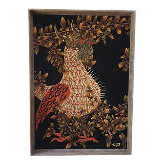 Jean Lurcat Mid-Century Modern Framed French Rooster Tapestry For Sale