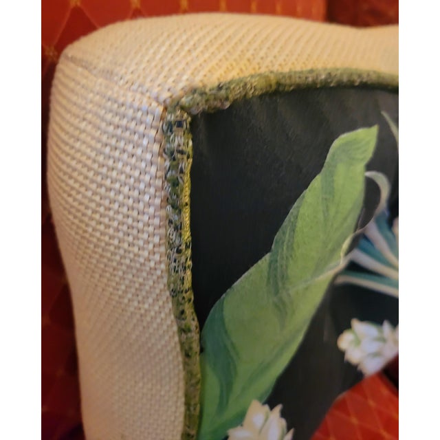 Dorothy Draper Tropical Regency Brizillance Style Black Green Palm Leaf Throw Pillows- a Pair For Sale - Image 9 of 11