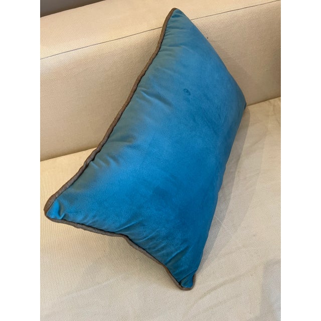 Early 19th Century Early 19th Century Pillow Turquoise Velvet With Handmade Gold Embroidery For Sale - Image 5 of 7