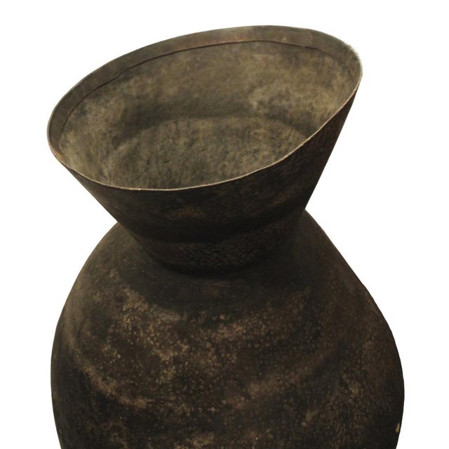 Moroccan Sculptural Vessel in Hammered Metal, 1970s For Sale - Image 3 of 5