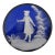Mary Gregory Cobalt Blue Glass Enamel Painted Girl With Flower Round Trinket Box For Sale