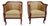 Danish Art Deco Mahogany Lounge Chairs in Donghia Gold Chevron - A Pair For Sale