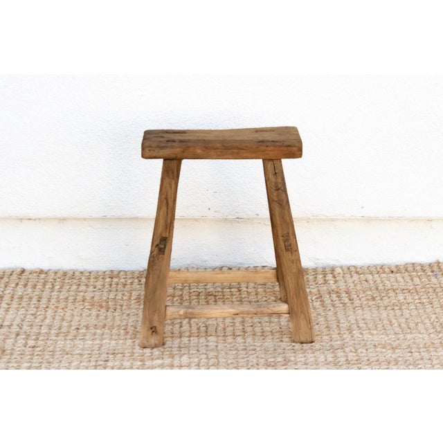 Farmhouse Antique Primitive Wood End Table For Sale - Image 3 of 8