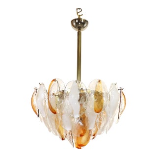 Mid-Century Modern Amber and White Murano Glass Shells Pendant Light by La Murrina For Sale