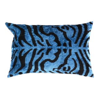 Contemporary Silk Velvet Ikat Pillow For Sale