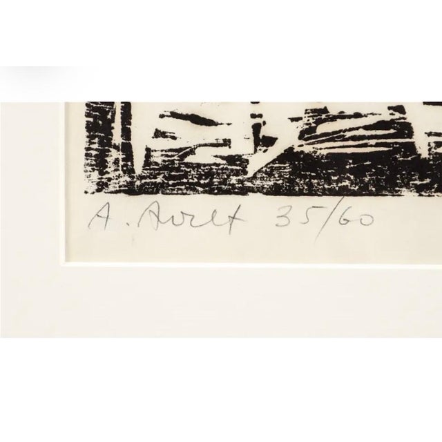 Irene Awret, Woodblock Print Polish Israeli Artist Azriel Awret Rainy Street Jerusalem Israel For Sale - Image 4 of 8