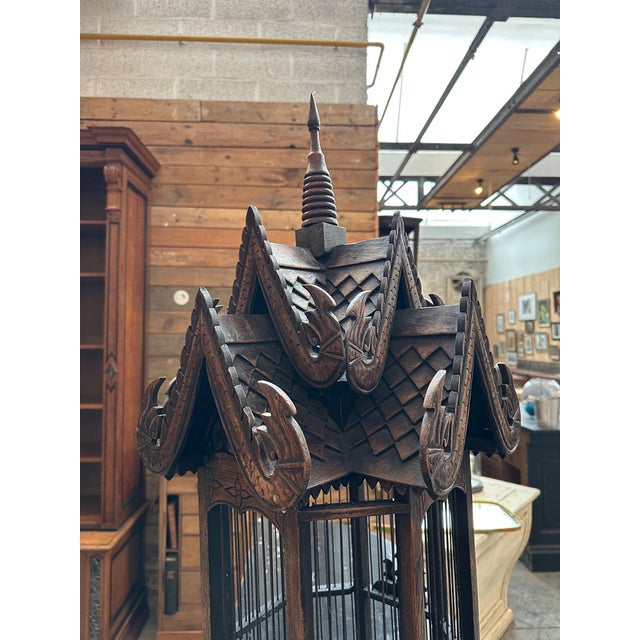 Brown Handcrafted Teak Cage, 1970s For Sale - Image 8 of 15