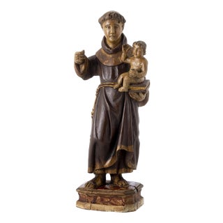 Saint Anthony with the Child Jesus Figurine, 19th Century For Sale