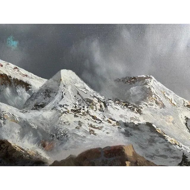 Oil Painting by JE Lemke. Mountain landscape artist in Germany. 1930's.