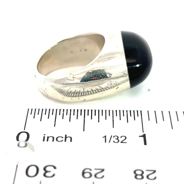 Metal Gucci Estate Black Onyx Ring Size 6.75 Sterling Silver 6 mm, Size 6.75 For Sale - Image 7 of 8