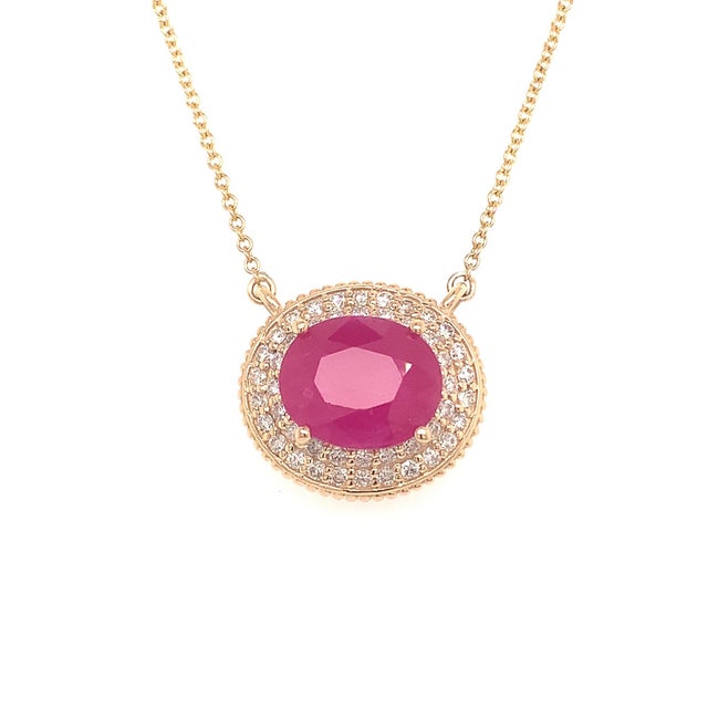 2010s Ruby Diamond Necklace 14k Gold 18" 5.06 TCW Certified For Sale - Image 5 of 11