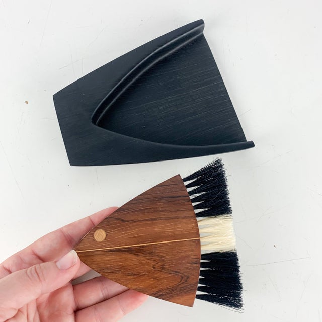 Mid-Century Modern Vintage Mid Century Danish Laurids Lonborg Rosewood Acrylic Crumb Fish Brush For Sale - Image 3 of 11