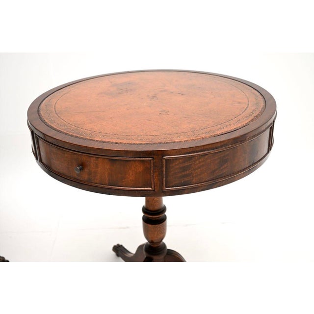 Regency Leather Top Drum Tables, 1950s, Set of 2 For Sale - Image 10 of 11
