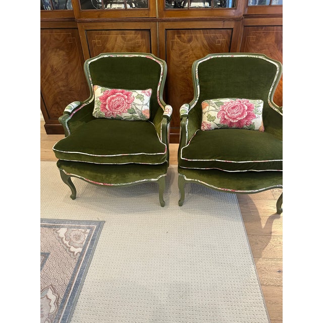 1960s French Style Bergere Accent Chairs - A Pair For Sale - Image 9 of 9
