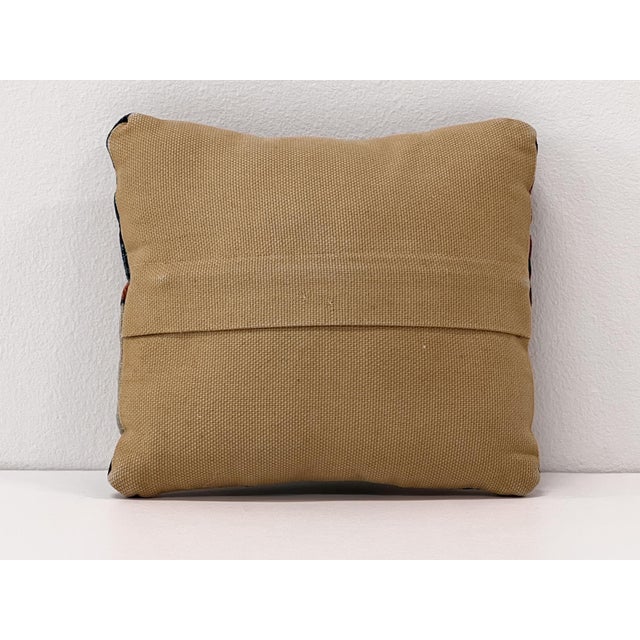 Turkish Vintage Turkish Kilim Accent Pillow | Handwoven Wool Decorative Cushion | 7 in X 8 In For Sale - Image 3 of 11
