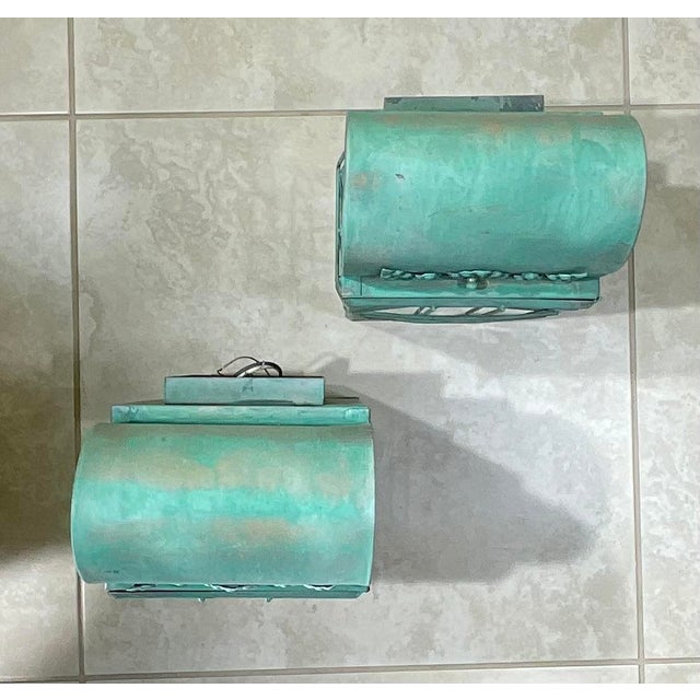 American Funky Artistic Hand-Crafted Solid Copper Wall Lanterns. For Sale - Image 3 of 15