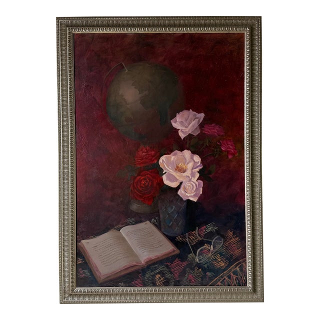 1980s Gary Hartenhoff Still Life Oil on Canvas Painting, Wood Framed For Sale