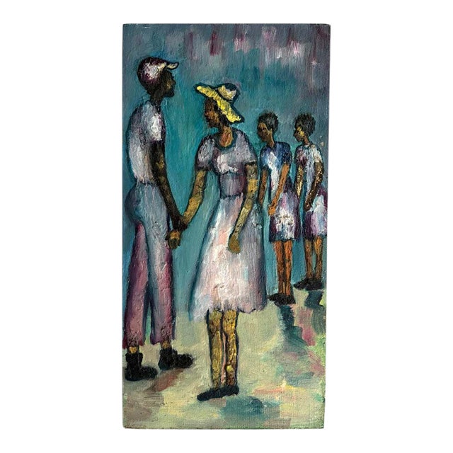 Vintage Original Oil Painting Black Americana Barbara Grace Burry Style South African Artist For Sale