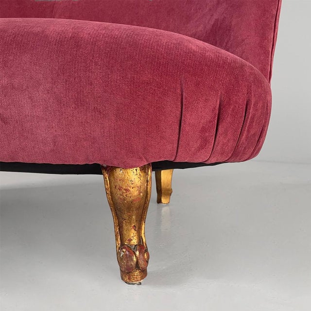 Italian Sofa in Purple-Ret Velvet and Wood, 1930s For Sale - Image 12 of 13