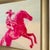Western Art Pink Cowboy on Rearing Horse Original Oil Painting, Signed, Gold Frame by Tatiana Duperault For Sale - Image 4 of 4