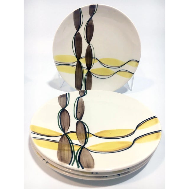 Ceramic Blue Ridge China Modernist Ribbon Dinnerware - Dinner Plates - Set of 5 For Sale - Image 7 of 7