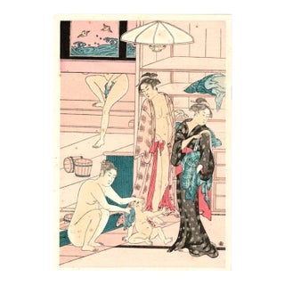 After Torii Kiyonaga (1752–1815) Women's Bathhouse (Onna Yu), Right-Hand Panel From a Diptych For Sale