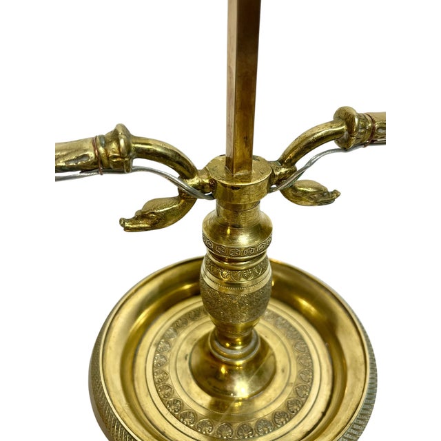 Early 20th Century Empire-Style French Tôle & Gilt Brass Bouillotte Lamp With Green Tole Shade For Sale - Image 13 of 15