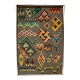 1970s Bargello Style Geometric Sampler Needlepoint For Sale