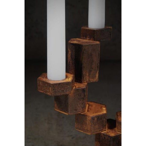 Candlestick to Illuminate the Ruins of Time in Steel by Frederic Gaillard For Sale - Image 4 of 8
