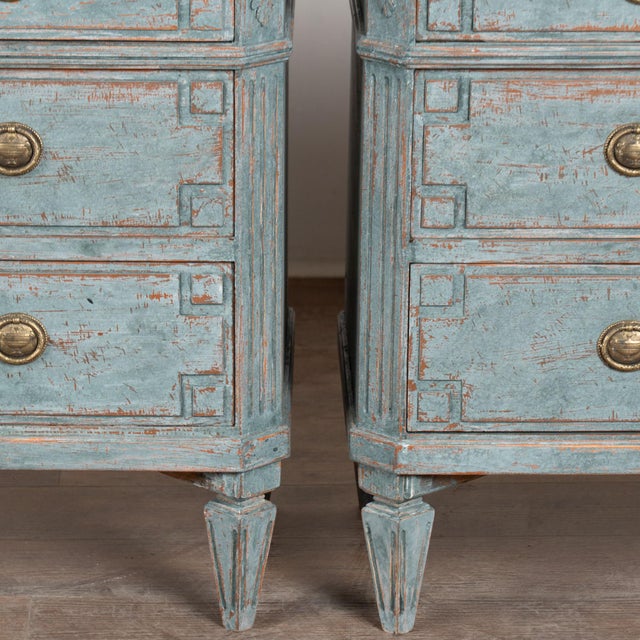 Pair, 19th Century Gustavian Style Blue Chest of Drawers or Nightstands For Sale - Image 14 of 15